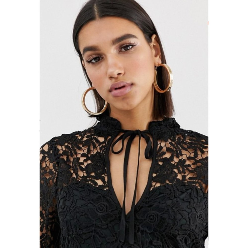 MISSGUIDED (NWT) Black Crochet Detail Mini Dress - Picture 4 of 5